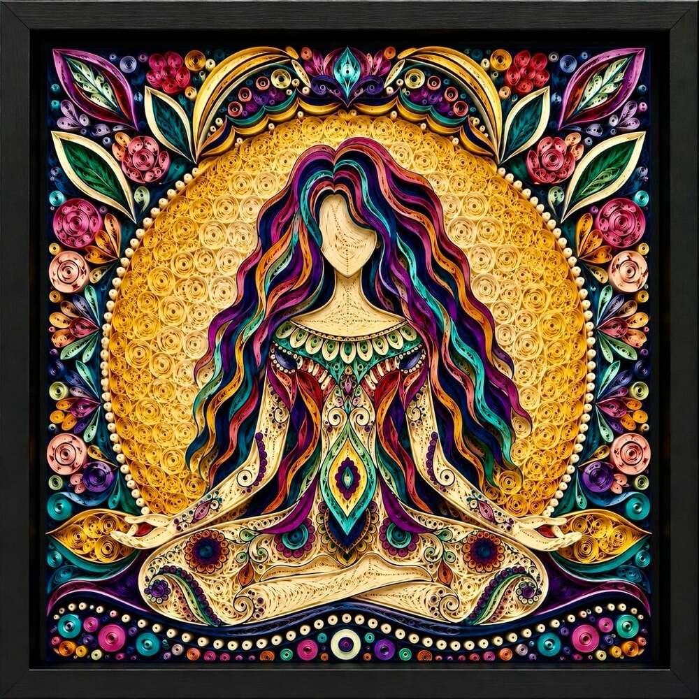 8 X 8 Black Framed Colorful Meditation F 94 E